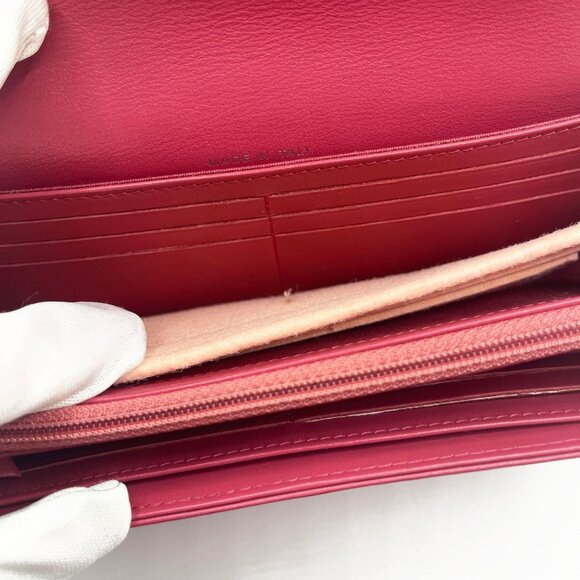 CHANEL CC Camellia Lambskin Quilted Flap Bag Wallet Chain Pink Purse - Picture 11 of 16